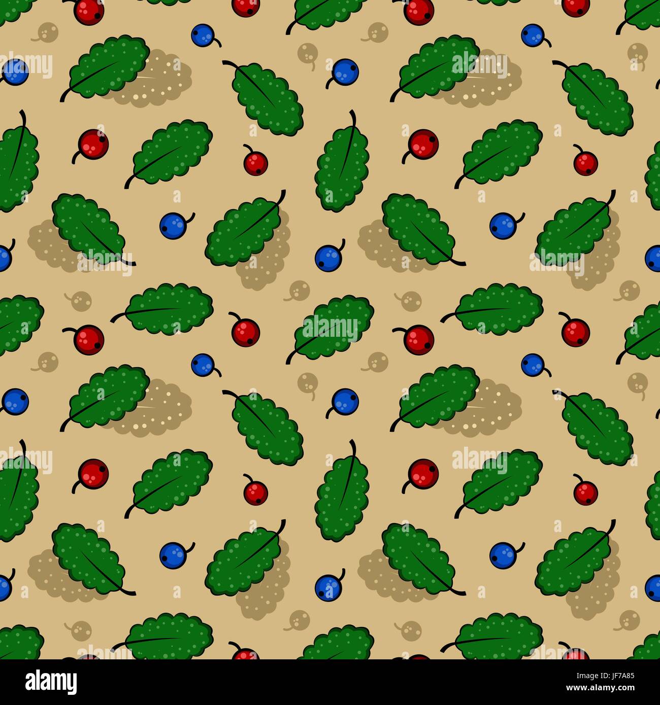 Seamless background with berries and leaves. Vector Stock Photo - Alamy