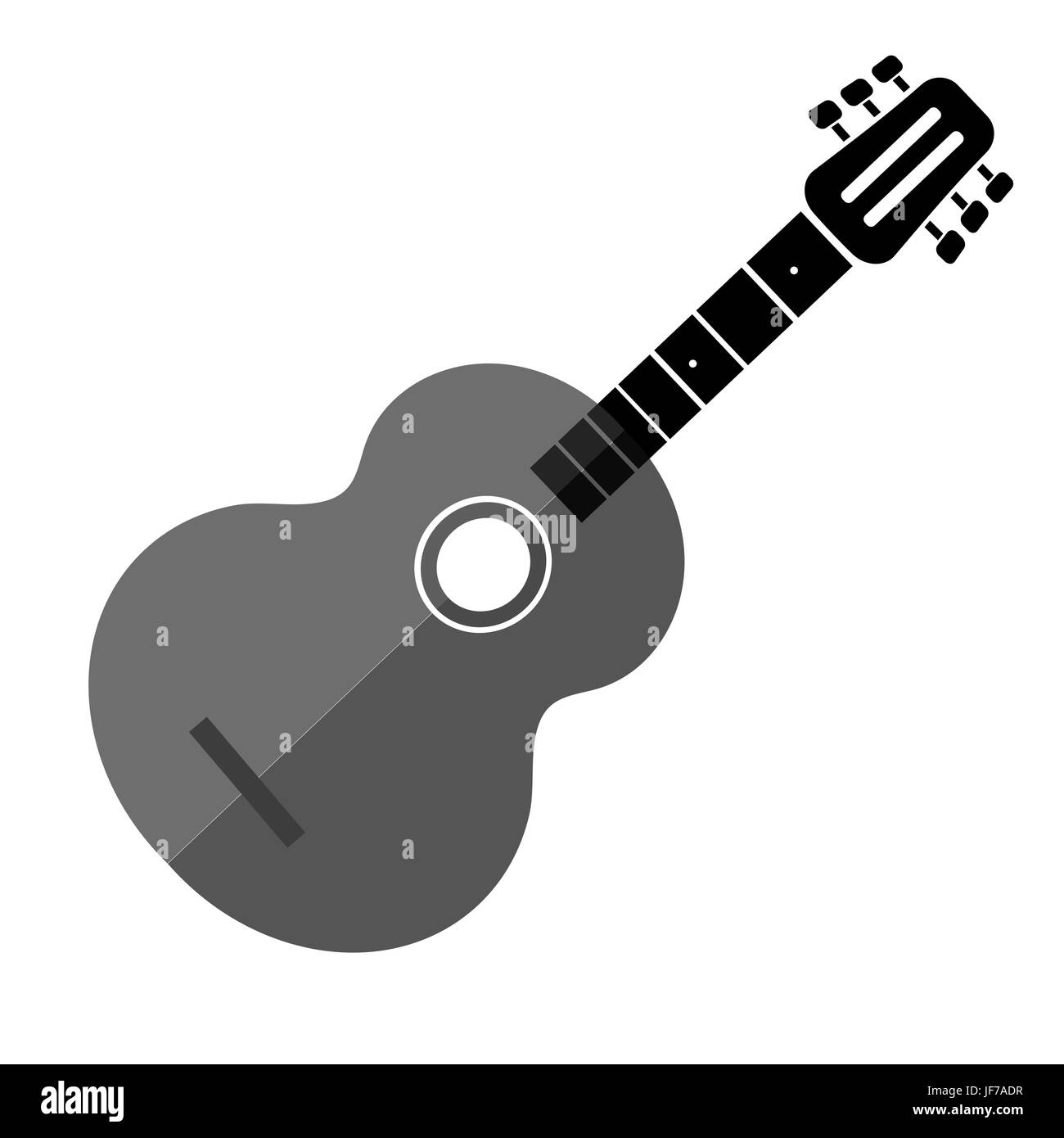 Silhoiette of Guitar Isolated on White Background Stock Vector