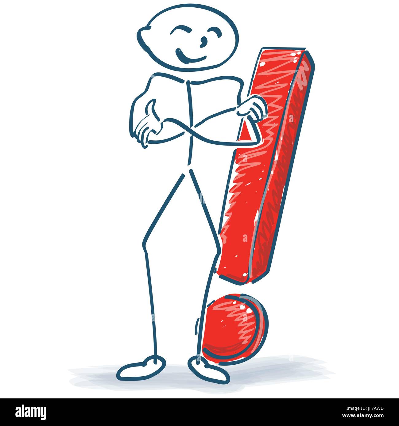 Человечек с восклицательным знаком для презентации