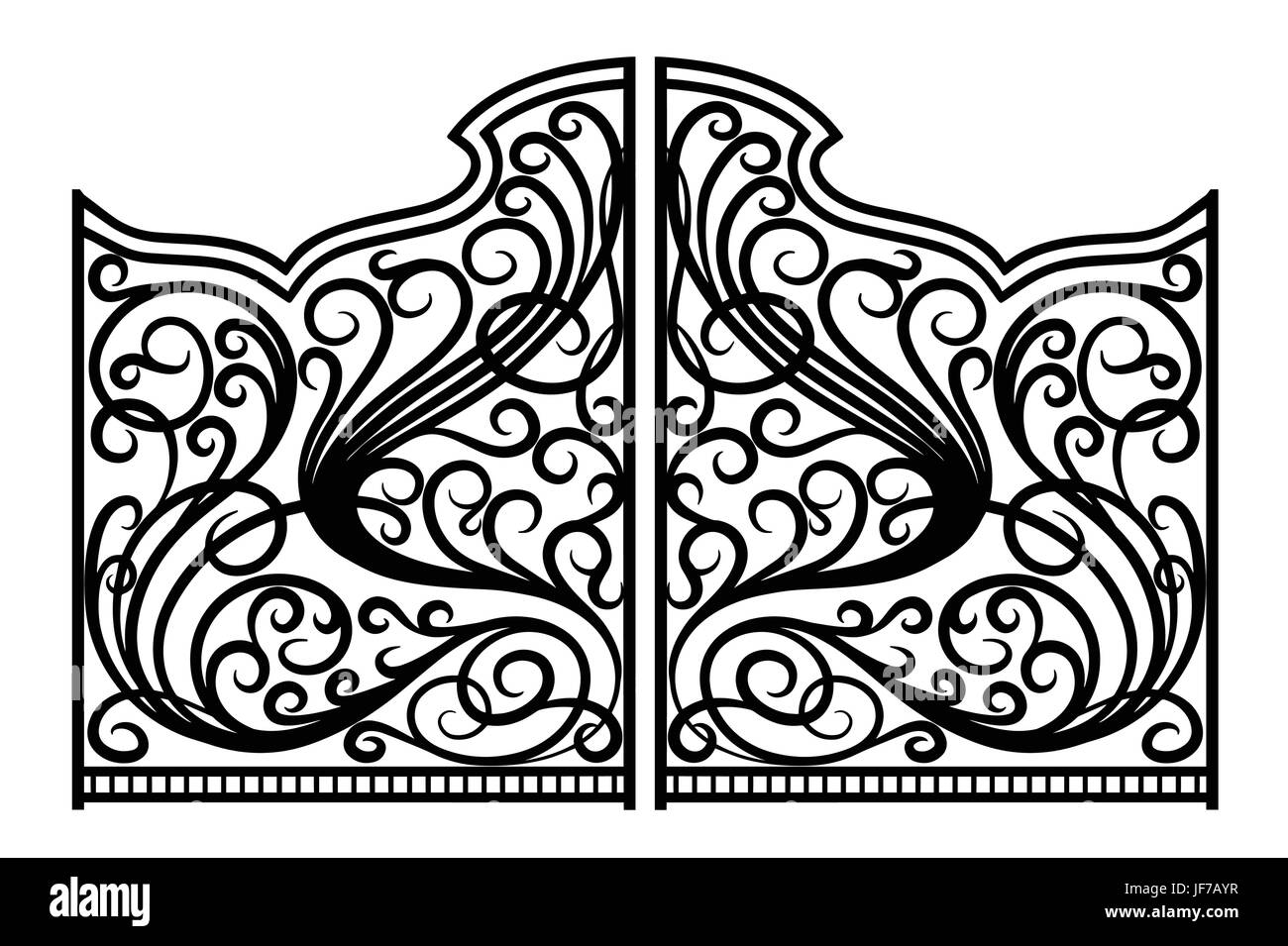 Beautiful iron ornament gates Stock Vector