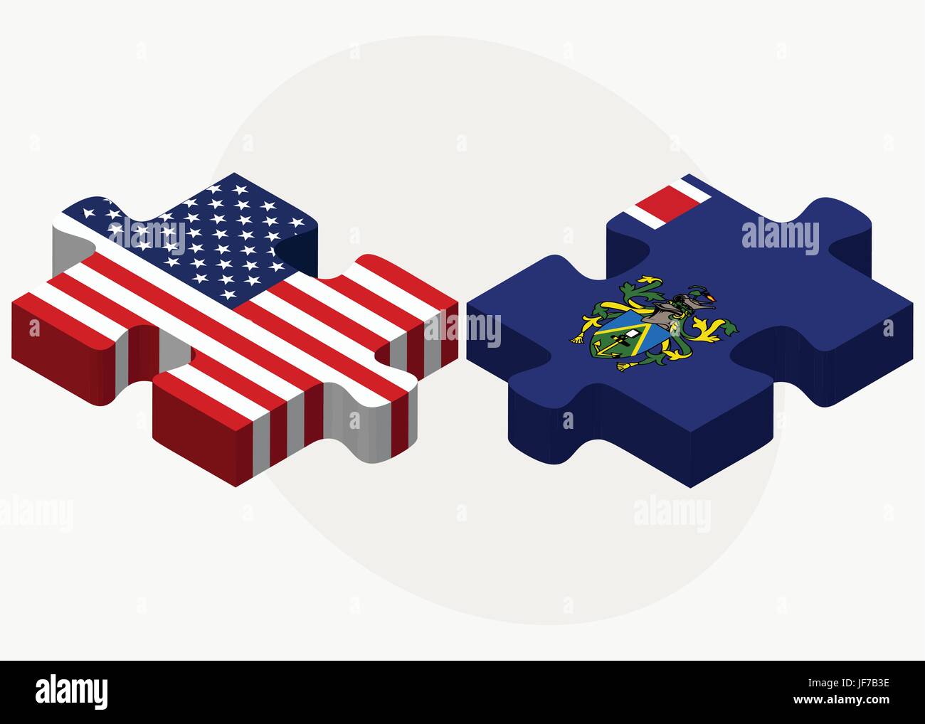 USA and Pitcairn Islands Flags in puzzle Stock Vector