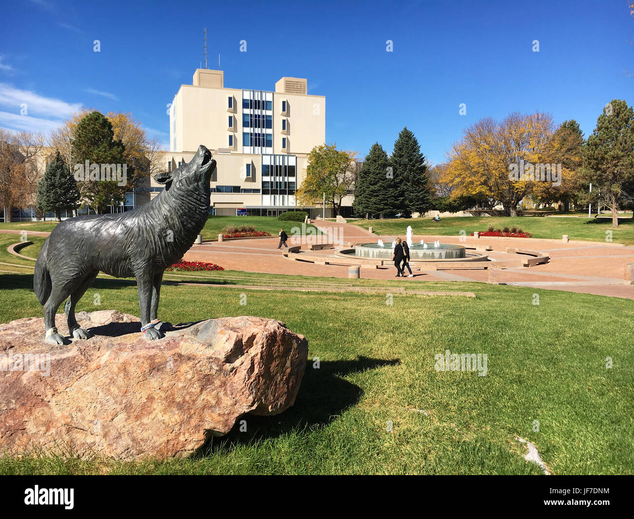 Pueblo, Colorado, USA – October 27, 2016: Library building and campus with students at Colorado State University, Pueblo Stock Photo