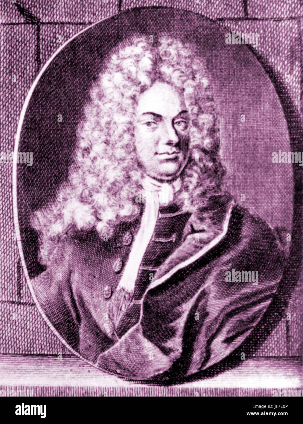 BROCKES, Barthold Heinrich German Poet, 1680-1747.  wrote the 'Passion', set to music by KEISER, HANDEL, TELEMANN, MATTHESON Engraving by C Fritzsch Stock Photo