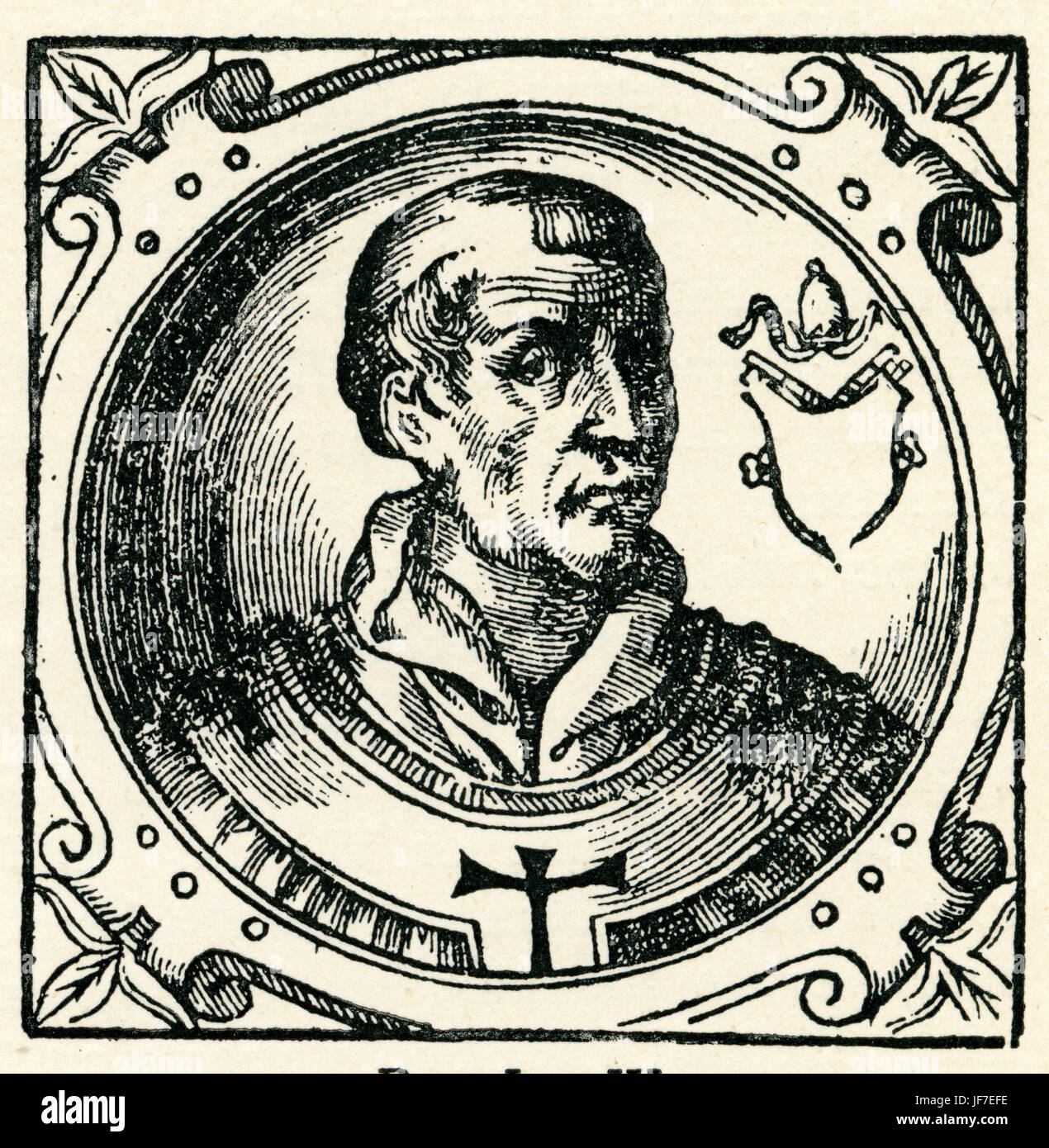 Pope Leo IV. from 'Lives of the popes' by Bartolomeo Platina (originally named Sacchi). Pope Leo IV was pope from 10 April 847 to 17 July 855. BP: Librarian and prefect of the Vatican, 1421-1481. Stock Photo
