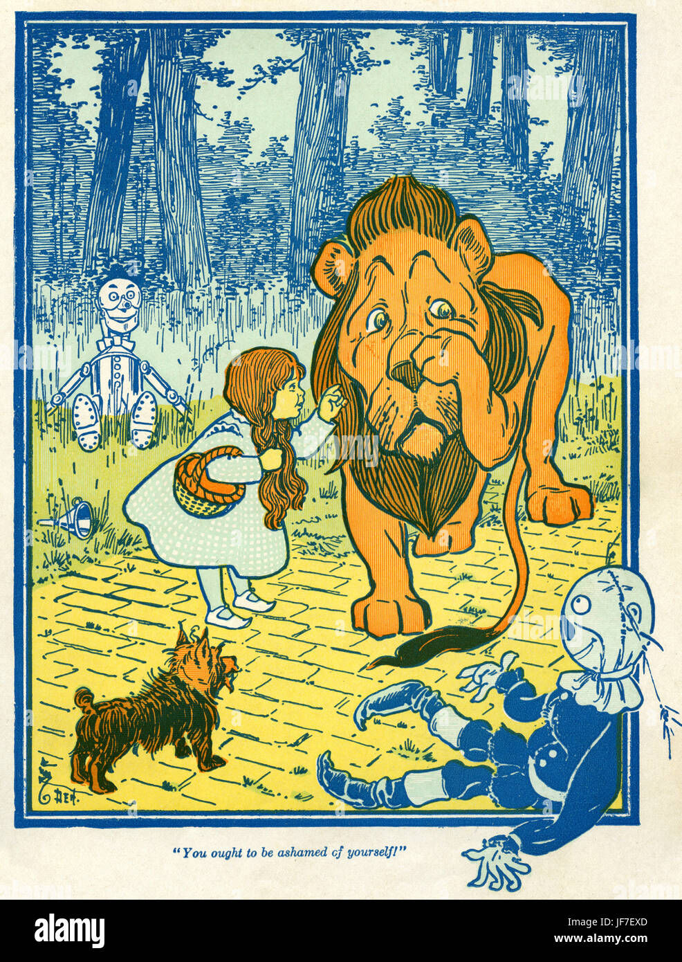 The Wizard of Oz by L. Frank Baum book . Illustration by W.W. Denslow. Caption: You ought to be ashamed of yourself! Published by Bobbs Merill. American author, 15 May 1856 – 6 May 1919 Stock Photo