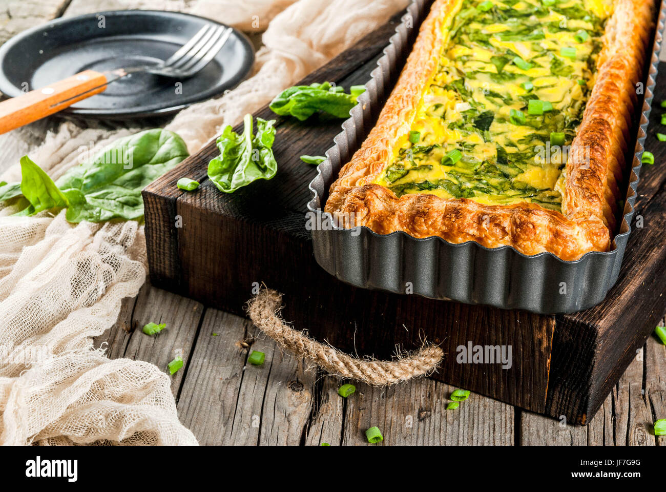 French home cooking. Casserole. Pie. quiche lorraine from puff pastry