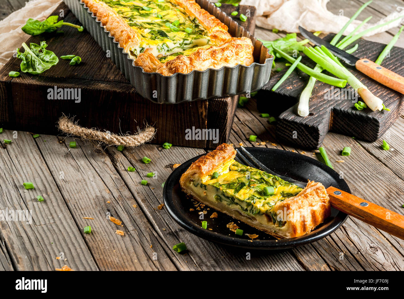 French home cooking. Casserole. Pie. quiche lorraine from puff pastry