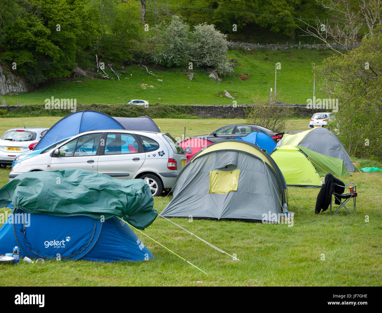 Tents at a campsite in North Wales, UK Stock Photo Alamy
