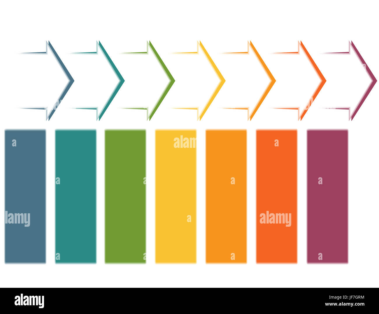 Position Arrows Set horizontal color arrows, template infographic for 7 position ...
