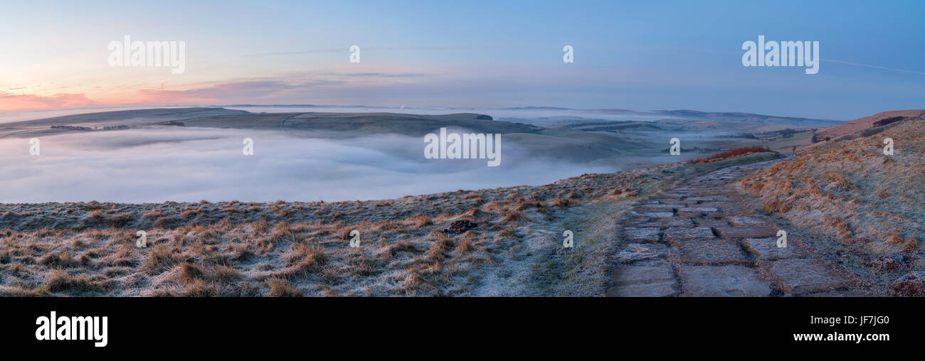 Mist from Mam Tor, Castleton, Derbyshire Stock Photo