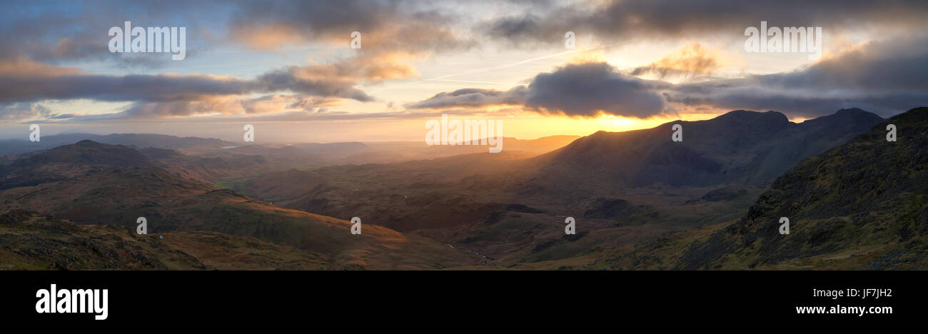 Sunset From Crinkle Crags, Great Langdale Stock Photo