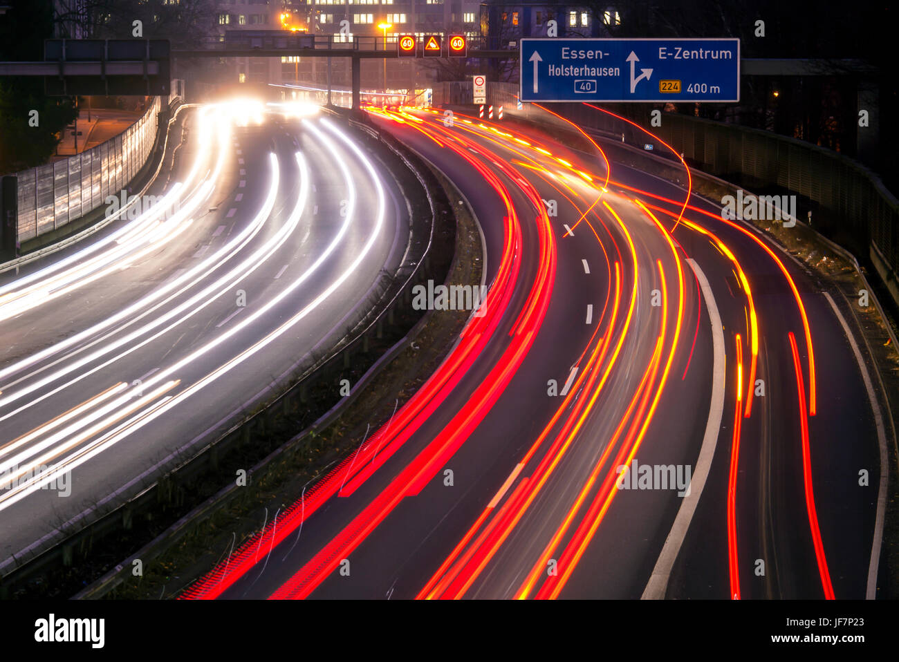 Rush hour, A40 motorway, Essen, North Rhine-Westphalia, Germany, Europe, Berufsverkehr, Autobahn A40, Essen, Nordrhein-Westfalen, Deutschland, Europa Stock Photo