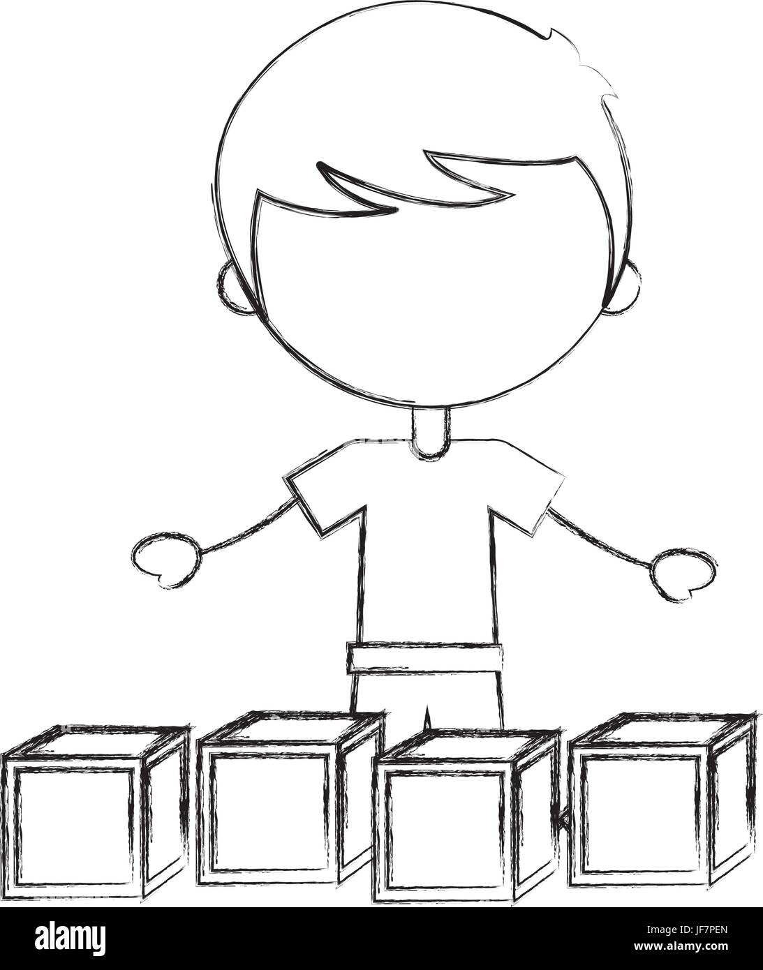cute boy with blocks character icon Stock Vector Image & Art Alamy