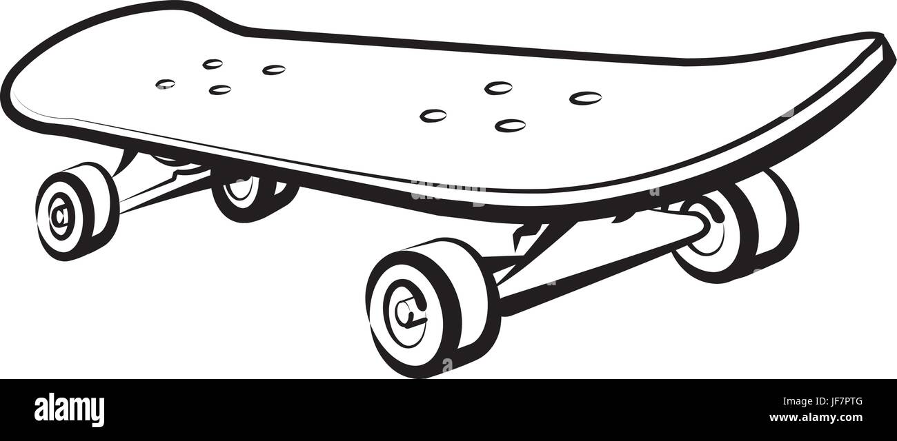 black and white outline illustration of skateboard Stock Vector Image & Art  - Alamy