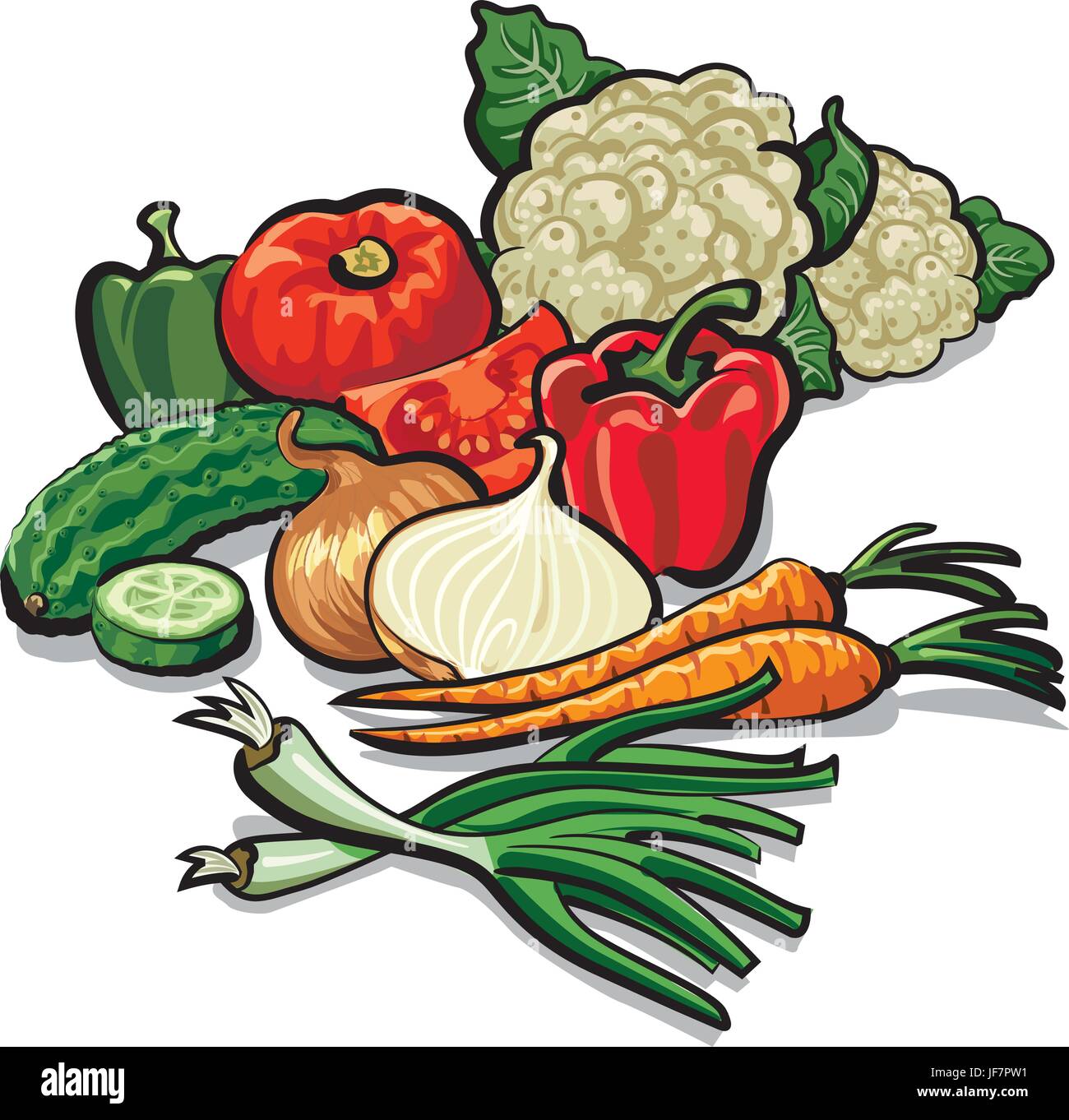 illustration of harvest of different ripe fresh vegetables Stock Vector ...