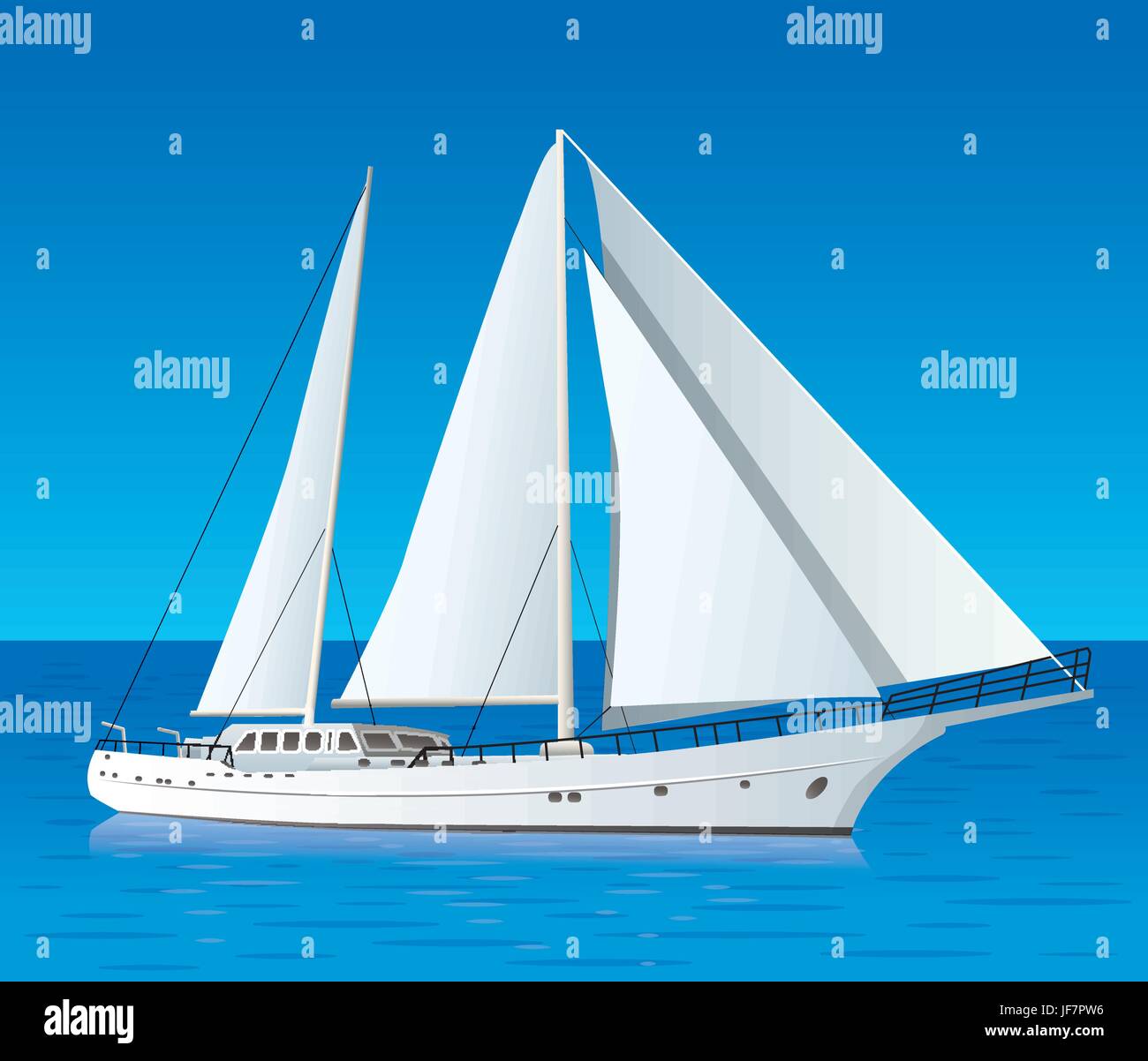 illustration of sailing luxury yacht in the blue sea Stock Vector Image ...