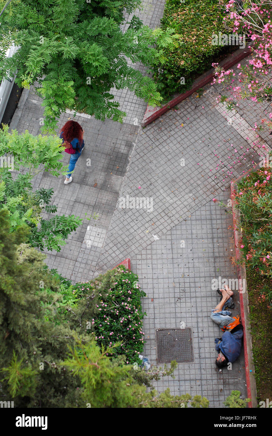 Homeless people sleeping in the street, Athens (Greece Stock Photo - Alamy