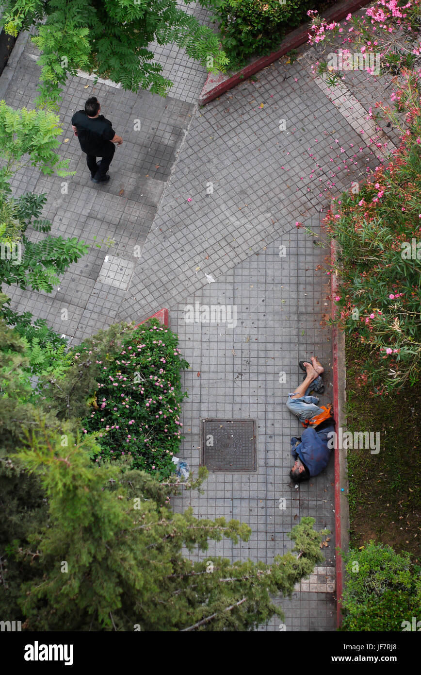 Homeless people sleeping in the street, Athens (Greece Stock Photo - Alamy