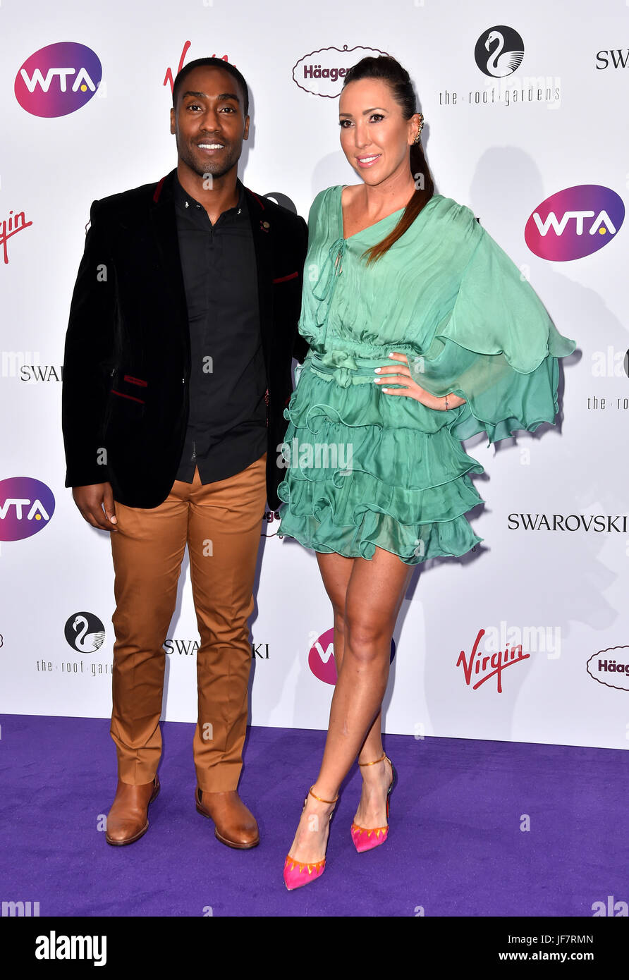 Jelena Jankovic and Simon Webbe attending the annual WTA pre-Wimbledon  party at the Roof Gardens, Kensington, London Stock Photo - Alamy