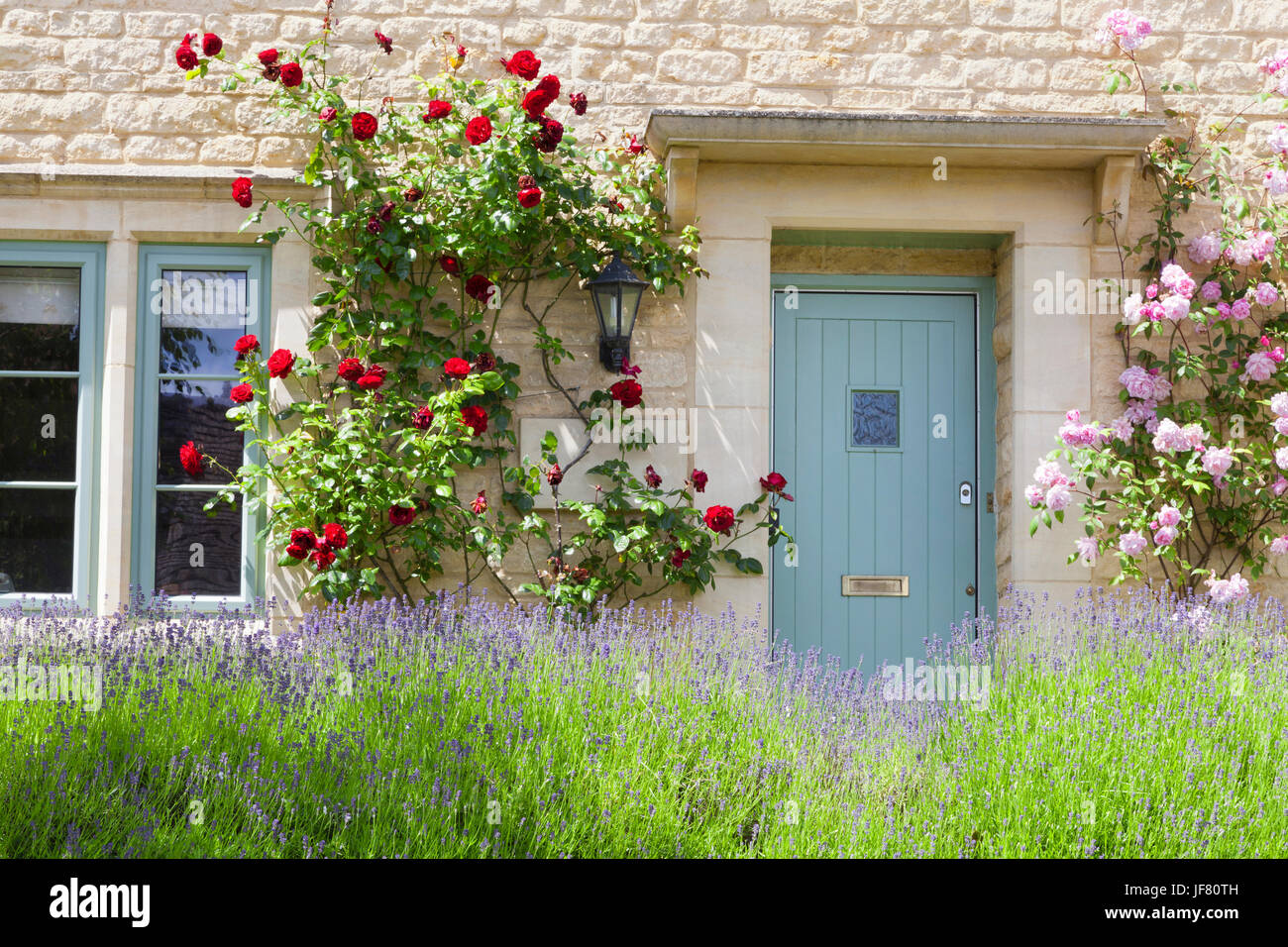 Red House Blue Front Door Stock Photos Red House Blue Front Door