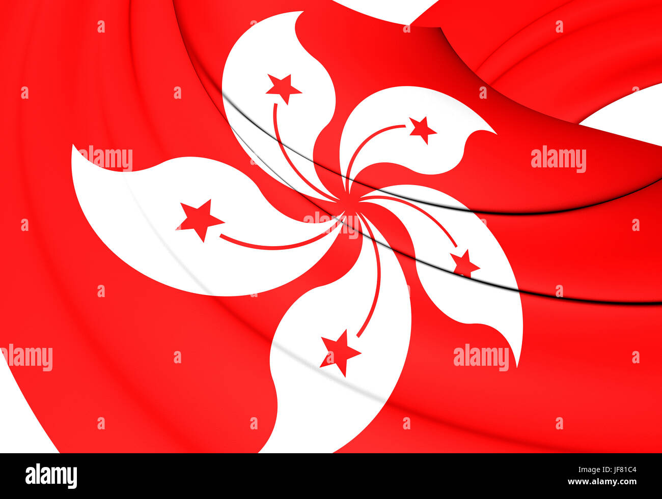 Flag of Hong Kong. Close Up. Stock Photo