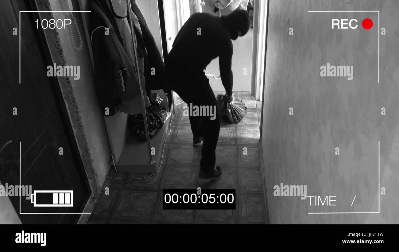 Robber Ripping Camera Realistic surveillance camera caught the robber in a mask running off with a bag ...