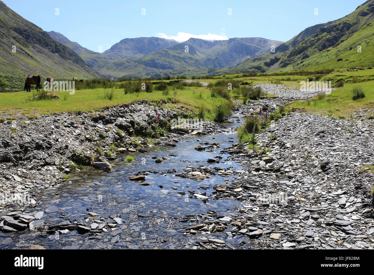 Afon Ogwen River In the Nant Ffrancon Valley, Snowdonia, Wales Stock Photo