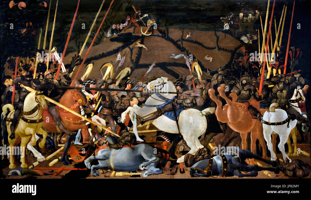 Battle of San Romano 1435- 60 Paolo Uccello 1397 – 1475  ( The Battle of San Romano between Florentine and Sienese forces in 1432  ) Italy Italian Stock Photo