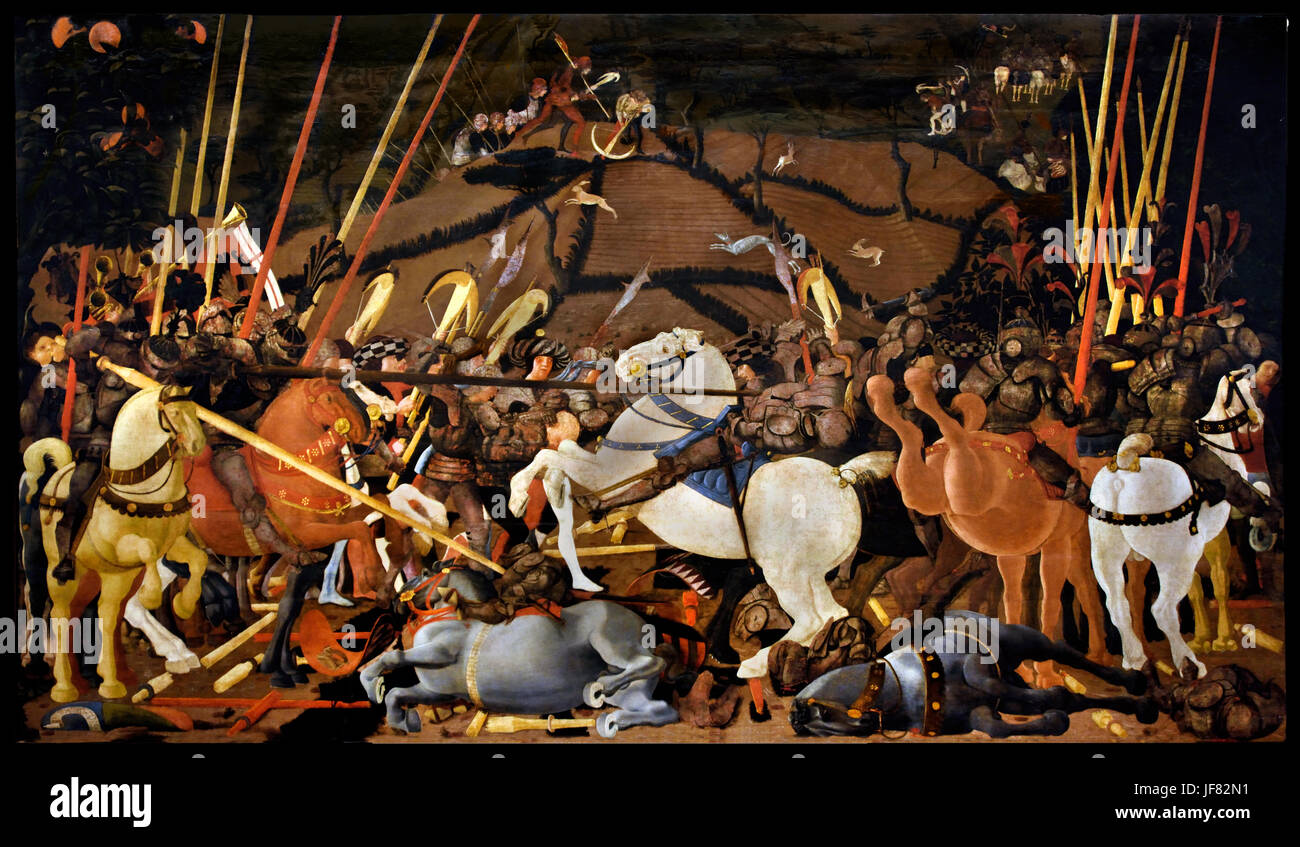 Battle of San Romano 1435- 60 Paolo Uccello 1397 – 1475  ( The Battle of San Romano between Florentine and Sienese forces in 1432  ) Italy Italian Stock Photo