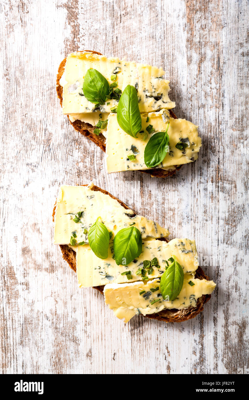 Sandwiches with Roquefort cheese Stock Photo - Alamy