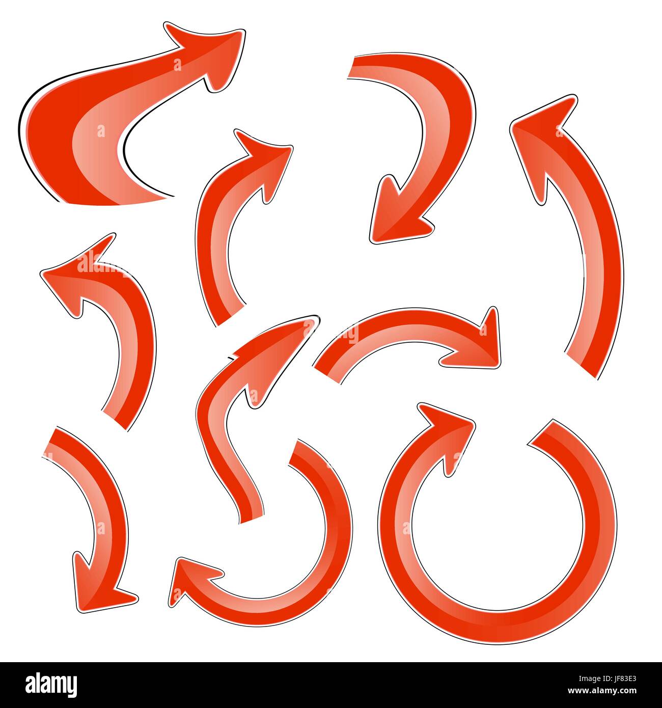 Red Arrows Collection Isolated on White Background Stock Vector Image