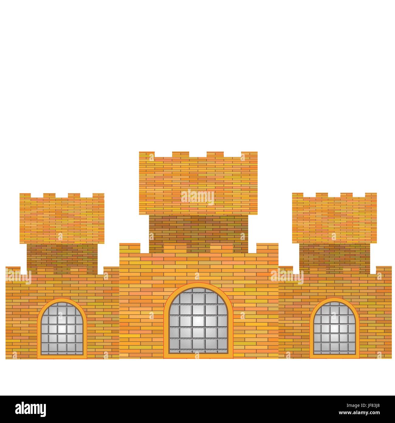 Red Brick Old Castle Isolated on White Background Stock Vector