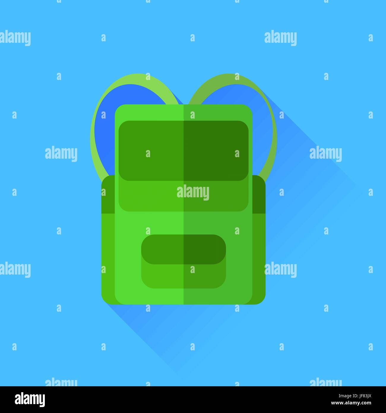 Green Backpack Icon Isolated on Blue Background Stock Vector