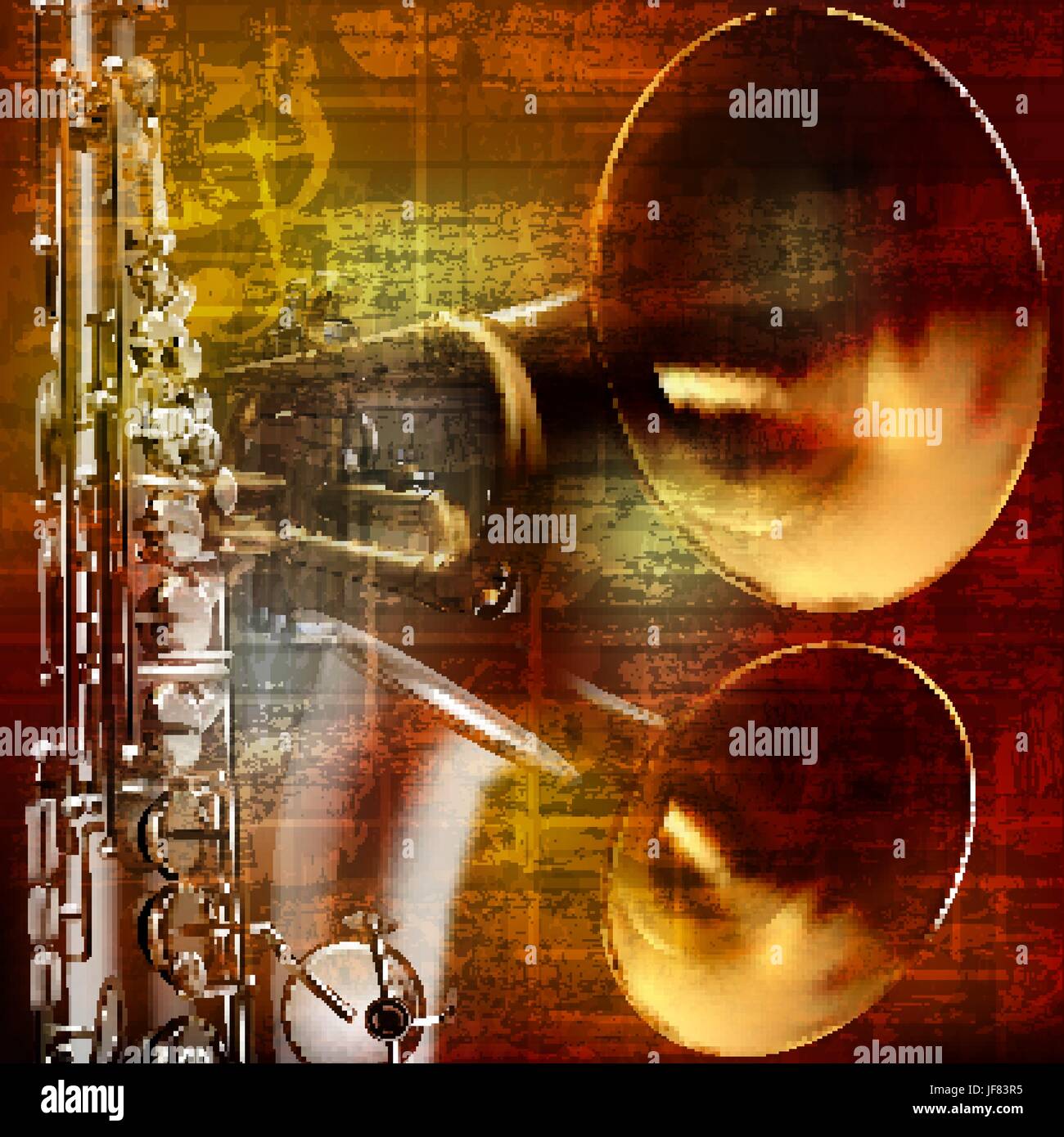 abstract grunge sound background with trumpets and saxophone Stock Vector Image & Art Alamy