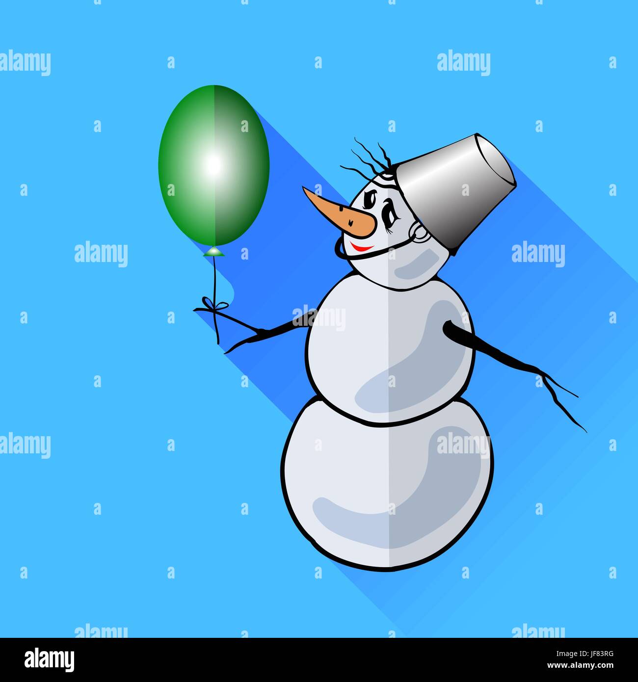 Snowman with ball on blue background Stock Vector Images - Alamy