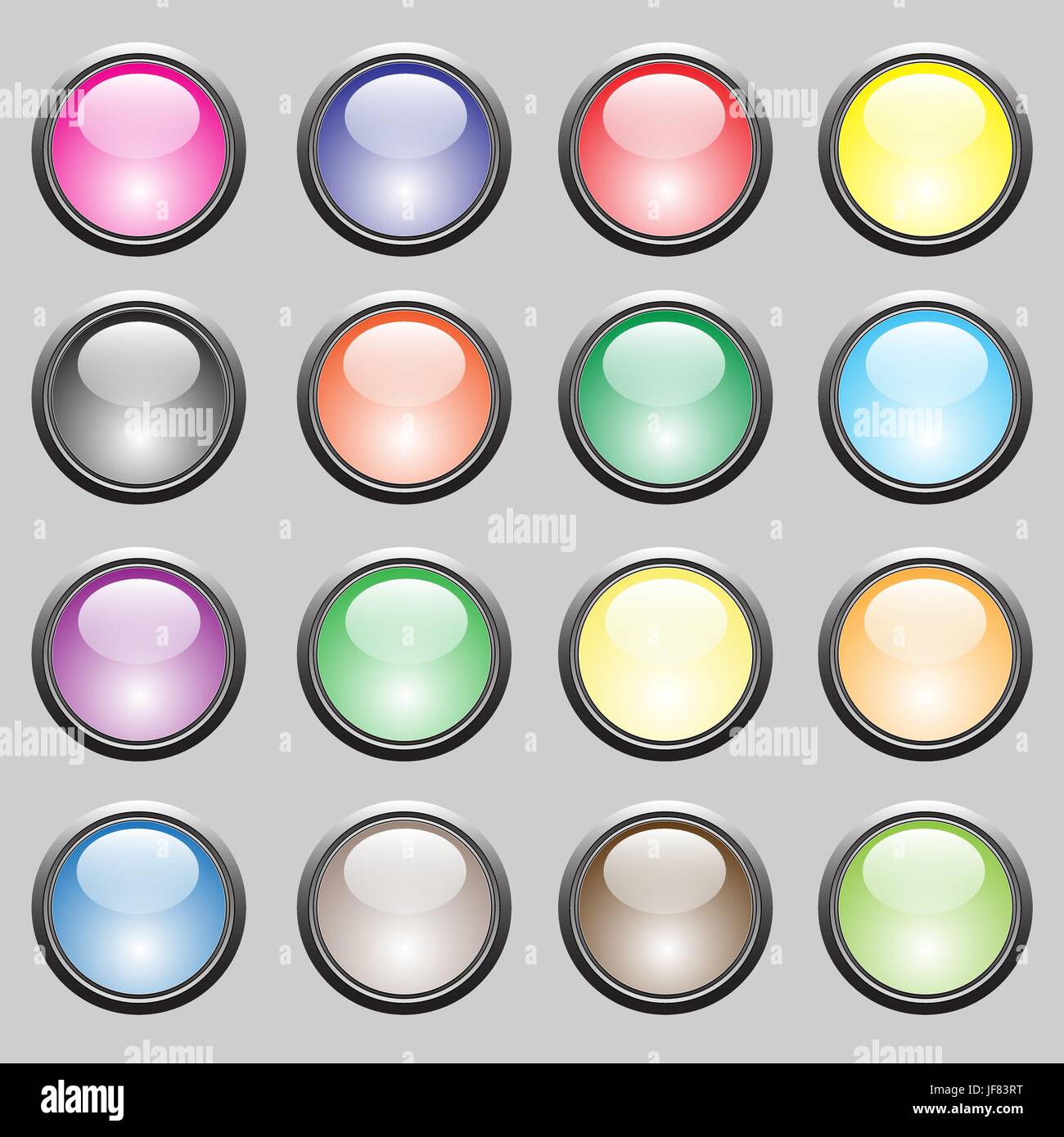 Set of Colorful Buttons Isolated on Grey Background Stock Vector Image