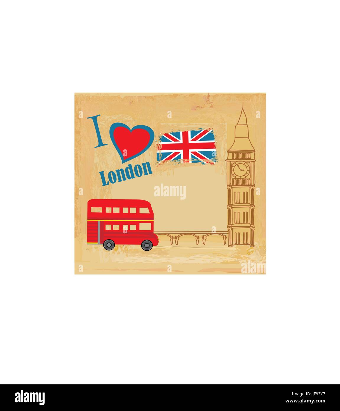 grunge card with icons of london Stock Vector