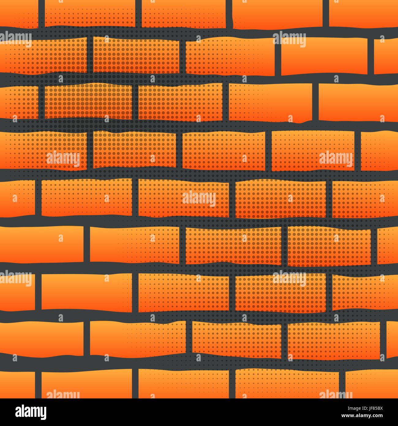 Orange Grunge Brick Wall.  Orange Brick Pattern. Stock Vector