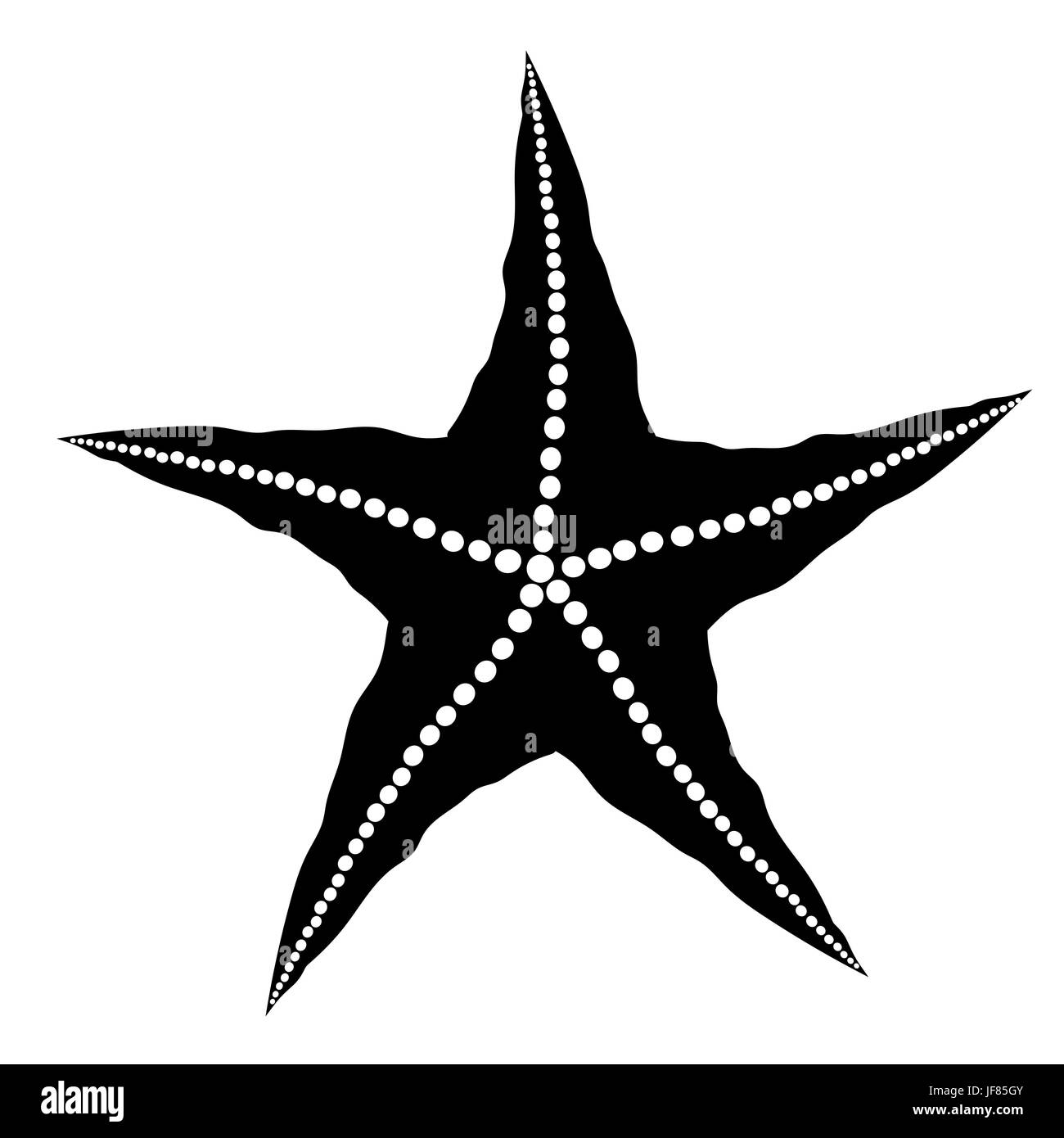 Silhouette  of Starfish Isolated on White Background. Stock Vector