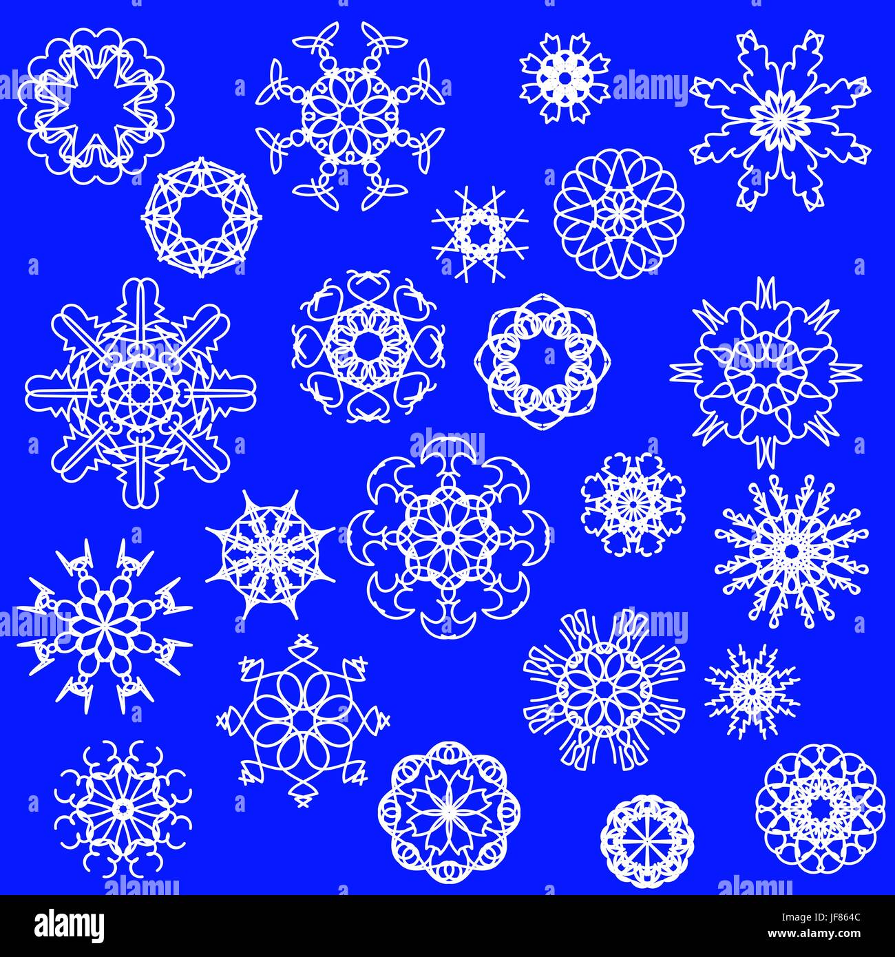 Snow Flakes Icons Isolated on Blue Background Stock Vector Image & Art ...