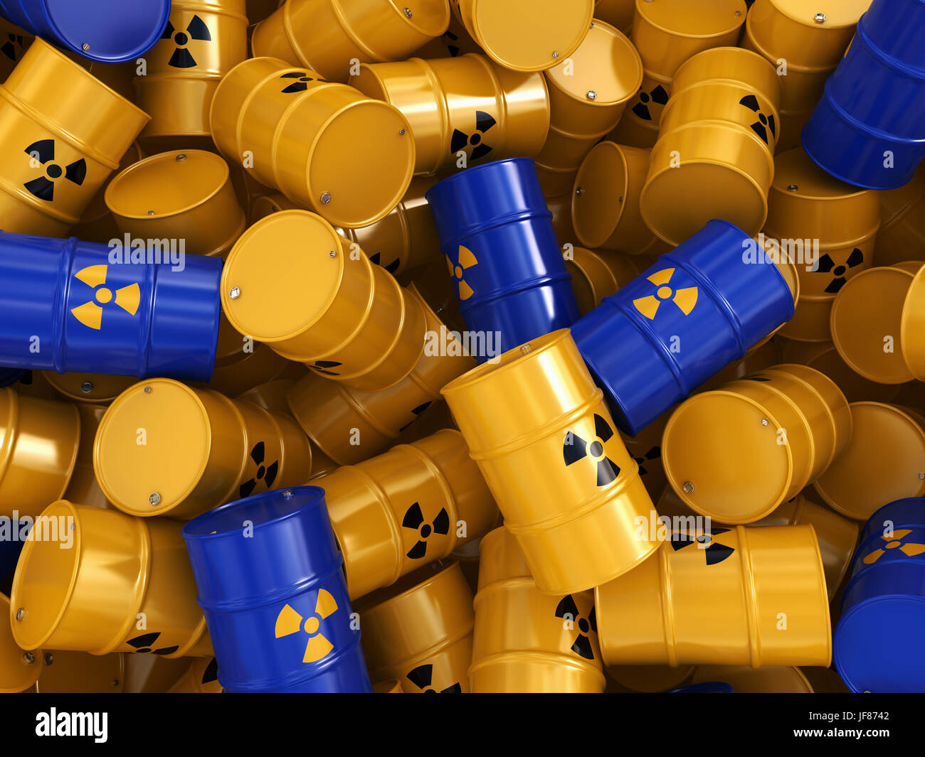 3D rendering radioactive barrels Stock Photo - Alamy