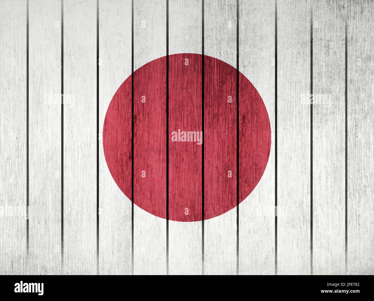 Wooden Flag Of Japan Stock Vector