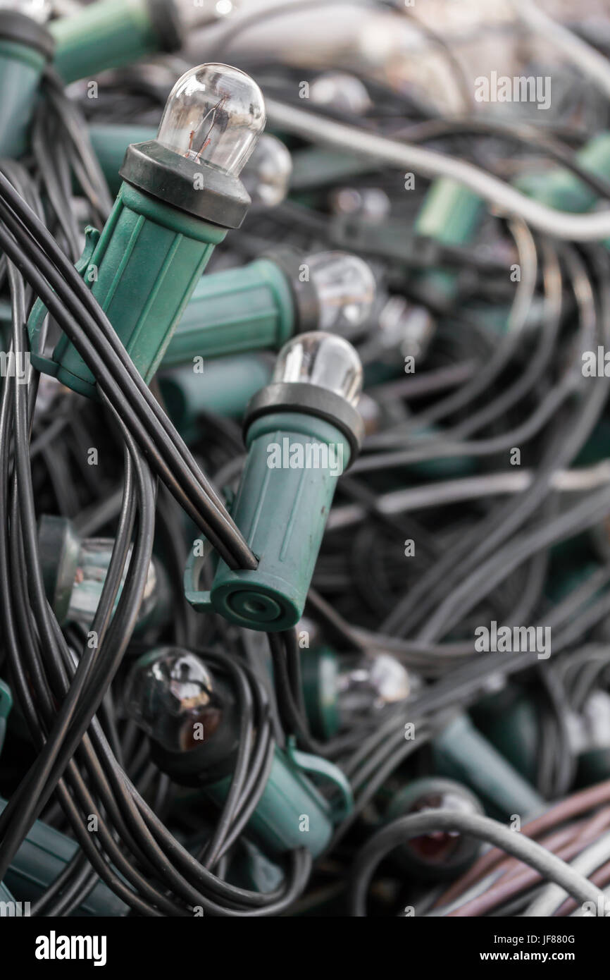 Knotted Christmas lights Stock Photo Alamy