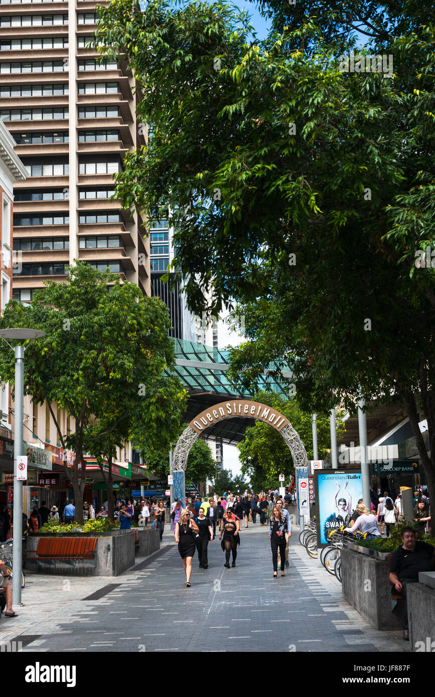 Queen Street Mall, Brisbane city centre, Australia Stock Photo