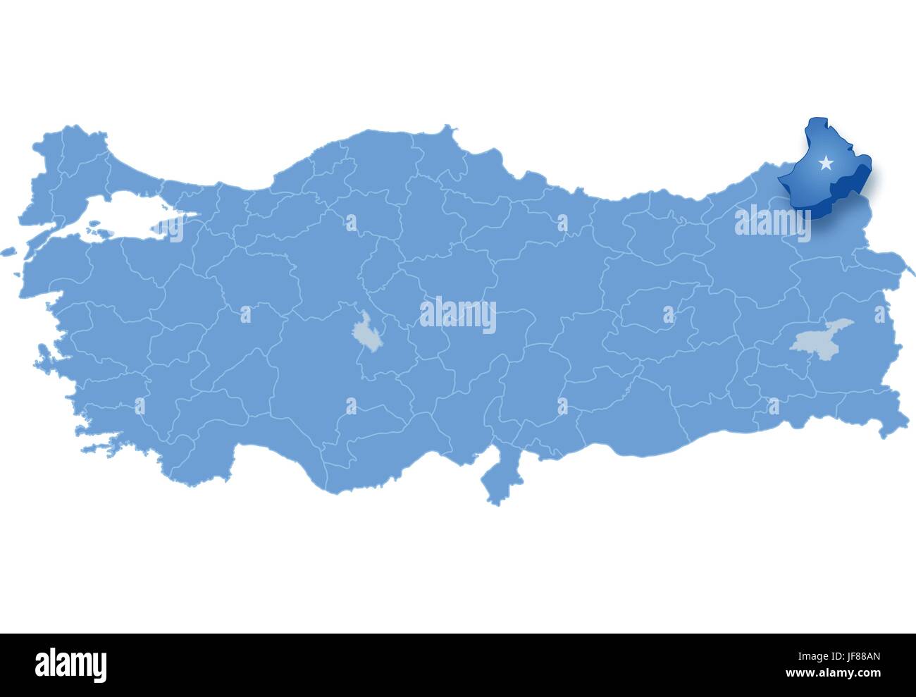 Map of Turkey, Ardahan Stock Vector