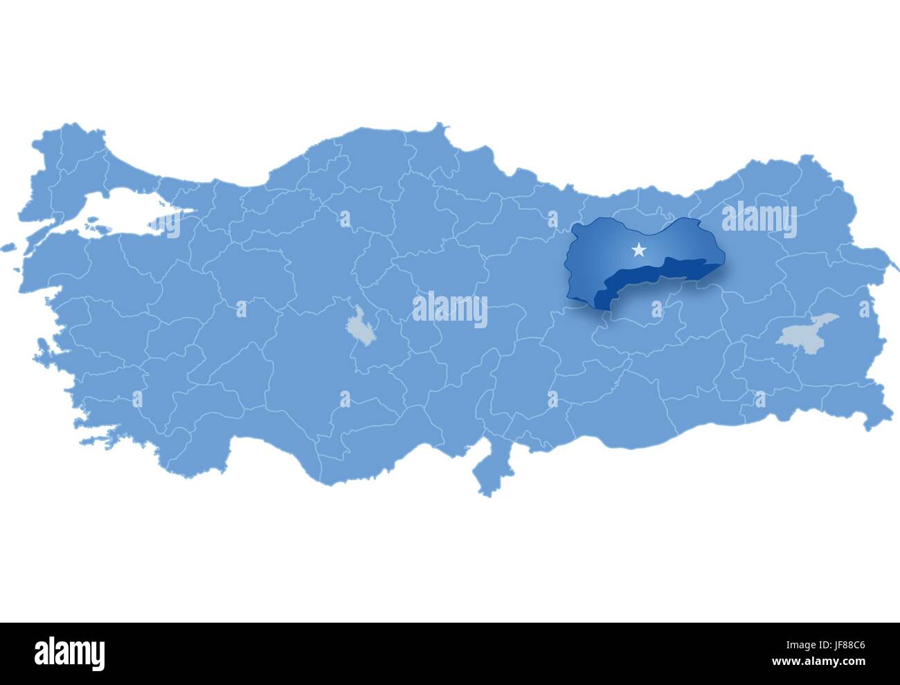 Map of Turkey, Erzinca Stock Vector
