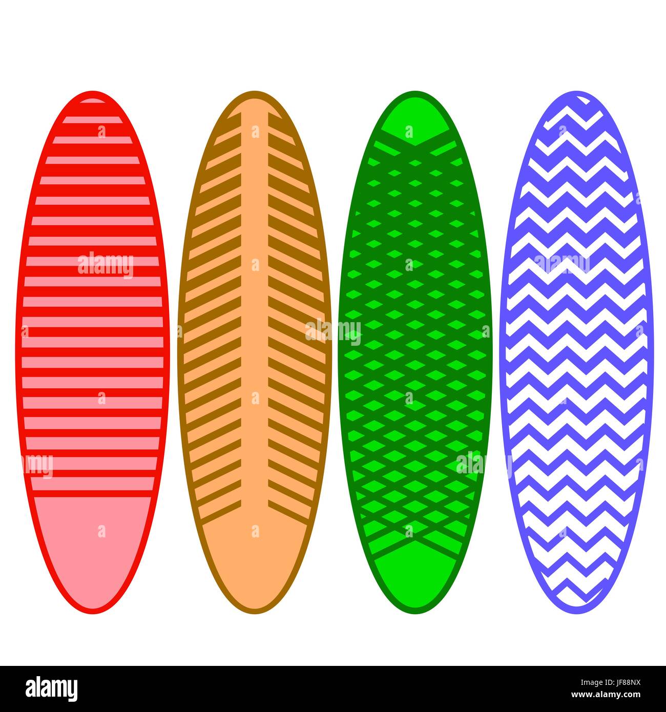 Set of Surfboards Isolated on White Background Stock Vector