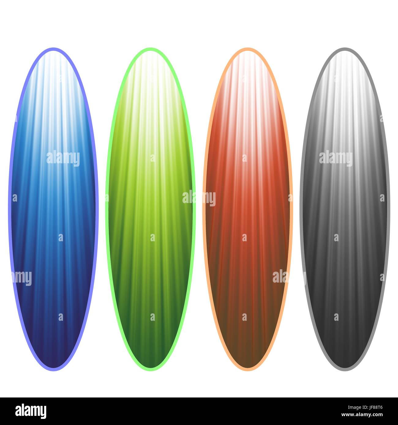 Set of Colorful Surfingboards Isolated on White Background Stock Vector