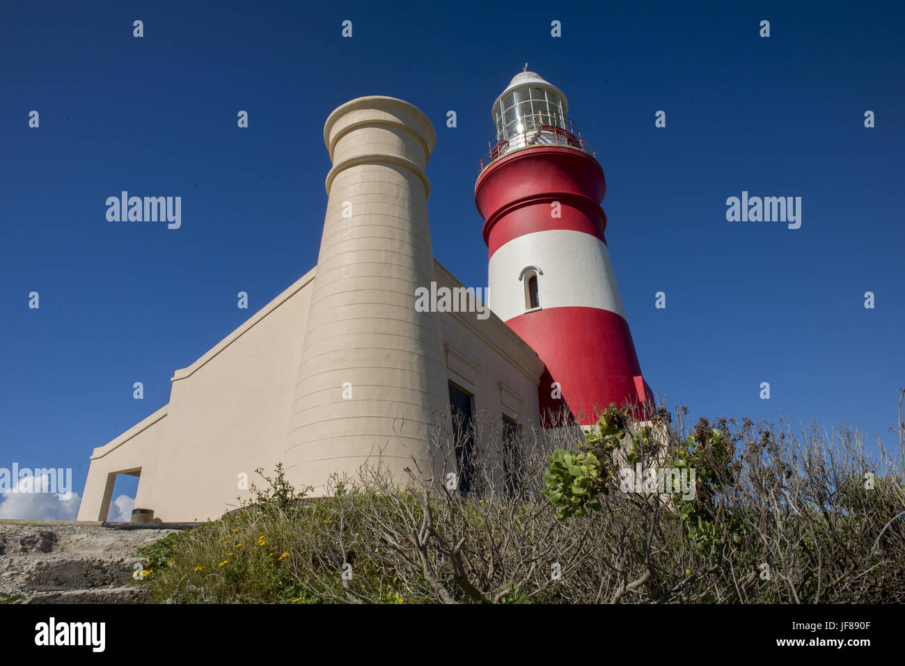 Lighthouse at Cape Agulhas Stock Photo