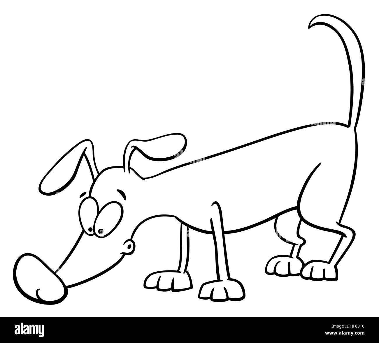 sniffing dog coloring page Stock Photo